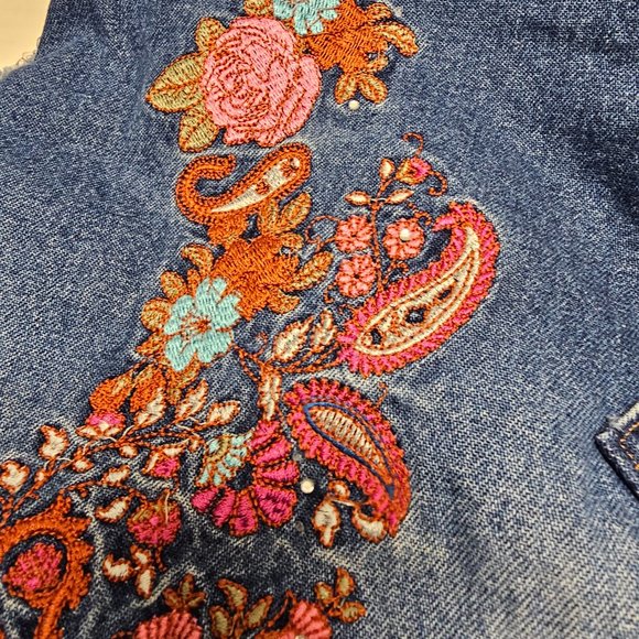 Gordon James Floral Flower Embroidered Jean Skirt 11\12 Teen Young - Picture 13 of 15